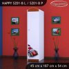 Skříň Happy SZ01 - super bolid (Barva bílá, Otevírání dvířek pravé, Vnitřek skříně šatní tyč)