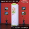 Skříň Happy SZ01 - zelená čarodějka (Barva bílá, Otevírání dvířek pravé, Vnitřek skříně šatní tyč)