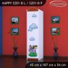 Skříň Happy SZ01 - zoo (Barva bílá, Otevírání dvířek pravé, Vnitřek skříně šatní tyč)