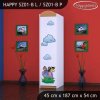 Skříň Happy SZ01 - zoo (Barva bílá, Otevírání dvířek pravé, Vnitřek skříně šatní tyč)