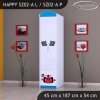Skříň Happy SZ02 - auto s vlajkou (Barva bílá, Otevírání dvířek pravé, Vnitřek skříně šatní tyč)