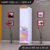 Skříň Happy SZ02 - růžový dráček (Barva bílá, Otevírání dvířek pravé, Vnitřek skříně šatní tyč)