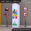 Skříň Happy SZ02 - zelené auto s balonky (Barva bílá, Otevírání dvířek pravé, Vnitřek skříně šatní tyč)