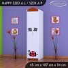 Skříň Happy SZ03 - auto s vlajkou (Barva bílá, Otevírání dvířek pravé, Vnitřek skříně šatní tyč)