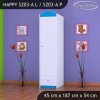 Skříň Happy SZ03 - bez motivu (Barva bílá, Otevírání dvířek pravé, Vnitřek skříně šatní tyč)