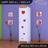 Skříň Happy SZ03 - dva květy (Barva bílá, Otevírání dvířek pravé, Vnitřek skříně šatní tyč)