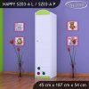 Skříň Happy SZ03 - barevný želvík (Barva bílá, Otevírání dvířek pravé, Vnitřek skříně šatní tyč)
