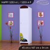 Skříň Happy SZ03 - bagr (Barva bílá, Otevírání dvířek pravé, Vnitřek skříně šatní tyč)