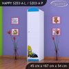 Skříň Happy SZ03 - bagr (Barva bílá, Otevírání dvířek pravé, Vnitřek skříně šatní tyč)