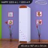 Skříň Happy SZ03 - bílá kočička (Barva bílá, Otevírání dvířek pravé, Vnitřek skříně šatní tyč)