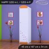 Skříň Happy SZ03 - bílá kočička (Barva bílá, Otevírání dvířek pravé, Vnitřek skříně šatní tyč)