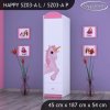 Skříň Happy SZ03 - princezna a jednorožec (Barva bílá, Otevírání dvířek pravé, Vnitřek skříně šatní tyč)