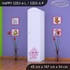 Skříň Happy SZ03 - růžový a modrý slon (Barva bílá, Otevírání dvířek pravé, Vnitřek skříně šatní tyč)