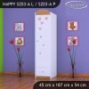 Skříň Happy SZ03 - růžový slon se srdcem (Barva bílá, Otevírání dvířek pravé, Vnitřek skříně šatní tyč)