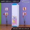 Skříň Happy SZ03 - růžový dráček (Barva bílá, Otevírání dvířek pravé, Vnitřek skříně šatní tyč)