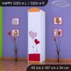 Skříň Happy SZ03 - srdíčka (Barva bílá, Otevírání dvířek pravé, Vnitřek skříně šatní tyč)