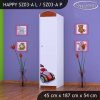 Skříň Happy SZ03 - super bolid (Barva bílá, Otevírání dvířek pravé, Vnitřek skříně šatní tyč)