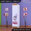 Skříň Happy SZ03 - super zajíček (Barva bílá, Otevírání dvířek pravé, Vnitřek skříně šatní tyč)