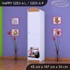 Skříň Happy SZ03 - formule (Barva bílá, Otevírání dvířek pravé, Vnitřek skříně šatní tyč)