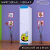 Skříň Happy SZ03 - žluté auto (Barva bílá, Otevírání dvířek pravé, Vnitřek skříně šatní tyč)