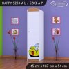 Skříň Happy SZ03 - žluté auto (Barva bílá, Otevírání dvířek pravé, Vnitřek skříně šatní tyč)