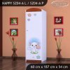 Skříň Happy SZ04 - kočička s květinou (Barva bílá, Otevírání dvířek pravé, Vnitřek skříně šatní tyč)