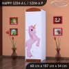 Skříň Happy SZ04 - princezna a jednorožec (Barva bílá, Otevírání dvířek pravé, Vnitřek skříně šatní tyč)