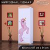 Skříň Happy SZ04 - princezna a jednorožec (Barva bílá, Otevírání dvířek pravé, Vnitřek skříně šatní tyč)