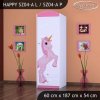 Skříň Happy SZ04 - princezna a jednorožec (Barva bílá, Otevírání dvířek pravé, Vnitřek skříně šatní tyč)