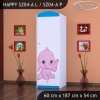 Skříň Happy SZ04 - růžový a modrý slon (Barva bílá, Otevírání dvířek pravé, Vnitřek skříně šatní tyč)