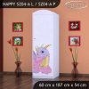 Skříň Happy SZ04 - růžový dráček (Barva bílá, Otevírání dvířek pravé, Vnitřek skříně šatní tyč)
