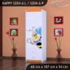 Skříň Happy SZ04 - usměvavá včelka (Barva bílá, Otevírání dvířek pravé, Vnitřek skříně šatní tyč)