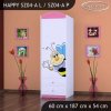 Skříň Happy SZ04 - usměvavá včelka (Barva bílá, Otevírání dvířek pravé, Vnitřek skříně šatní tyč)