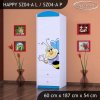 Skříň Happy SZ04 - usměvavá včelka (Barva bílá, Otevírání dvířek pravé, Vnitřek skříně šatní tyč)