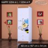 Skříň Happy SZ04 - usměvavá včelka (Barva bílá, Otevírání dvířek pravé, Vnitřek skříně šatní tyč)