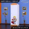 Skříň Happy SZ05 - bořek stavitel (Barva bílá, Otevírání dvířek pravé, Vnitřek skříně šatní tyč)