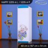 Skříň Happy SZ05 - medvídek v autě (Barva bílá, Otevírání dvířek pravé, Vnitřek skříně šatní tyč)
