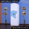 Skříň Happy SZ05 - modrý slon (Barva bílá, Otevírání dvířek pravé, Vnitřek skříně šatní tyč)