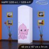 Skříň Happy SZ05 - růžový a modrý slon (Barva bílá, Otevírání dvířek pravé, Vnitřek skříně šatní tyč)