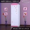 Skříň Happy SZ05 - růžový slon se srdcem (Barva bílá, Otevírání dvířek pravé, Vnitřek skříně šatní tyč)