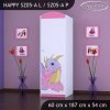 Skříň Happy SZ05 - růžový dráček (Barva bílá, Otevírání dvířek pravé, Vnitřek skříně šatní tyč)