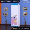 Skříň Happy SZ05 - růžový dráček (Barva bílá, Otevírání dvířek pravé, Vnitřek skříně šatní tyč)
