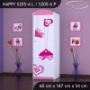 Skříň Happy SZ05 - padající srdce (Barva bílá, Otevírání dvířek pravé, Vnitřek skříně šatní tyč)