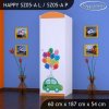 Skříň Happy SZ05 - zelené auto s balonky (Barva bílá, Otevírání dvířek pravé, Vnitřek skříně šatní tyč)