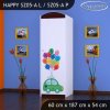 Skříň Happy SZ05 - zelené auto s balonky (Barva bílá, Otevírání dvířek pravé, Vnitřek skříně šatní tyč)