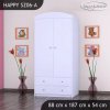 Skříň Happy SZ06 - bez motivu (Barva bílá, Vnitřek skříně šatní tyč)