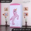 Skříň Happy SZ06 - princezna a jednorožec (Barva bílá, Vnitřek skříně šatní tyč)