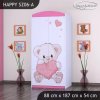 Skříň Happy SZ06 - medvídek se srdcem (Barva bílá, Vnitřek skříně šatní tyč)