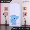 Skříň Happy SZ06 - modrý slon (Barva bílá, Vnitřek skříně šatní tyč)