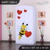 Skříň Happy SZ06 - včelka se srdcem (Barva bílá, Vnitřek skříně šatní tyč)
